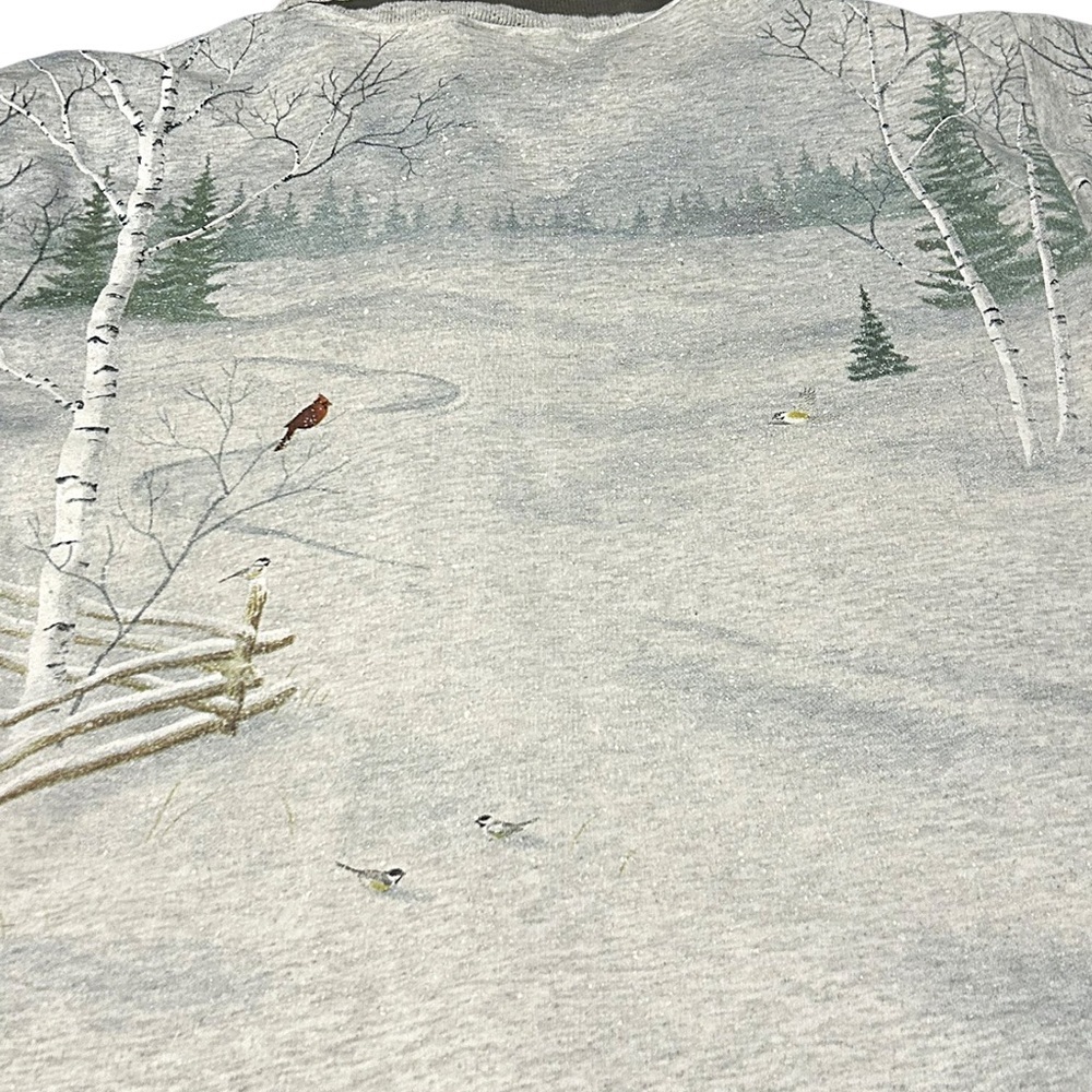 Artisans Knit Winter Scenic Cabin Button Shirt USA Vintage Large - Picture 10 of 16